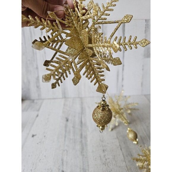 Vintage Gold sparkle snowflake ornament decor large - Picture 5 of 11